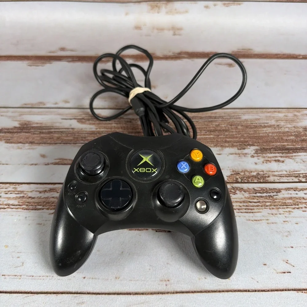 Original Xbox OEM S Type Controller Black Cable Missing USB Breakaway Dongle